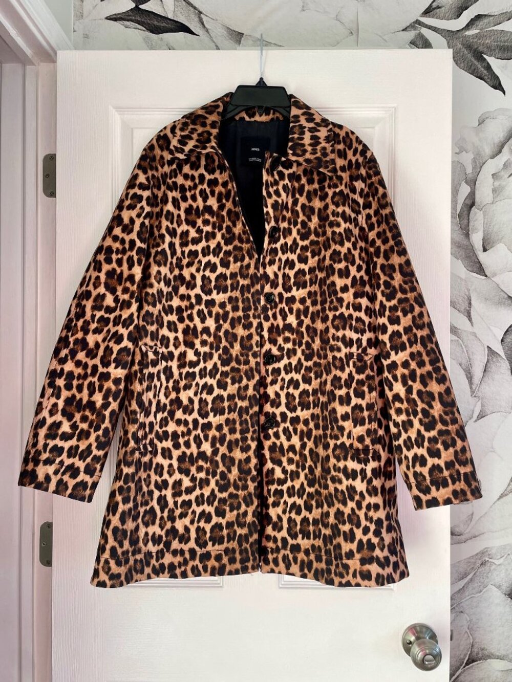 Mango MNG Leopard Print Coat Jacket Size M | Animal Print Statement Coat